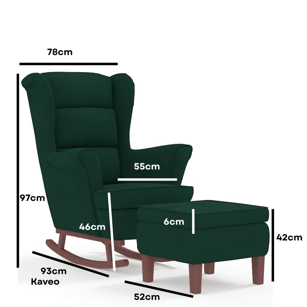 Fauteuil à bascule velours avec repose-pieds