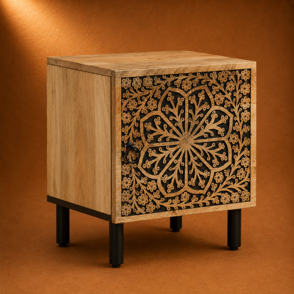 Bohème | Table d’appoint sculptée avec rangement