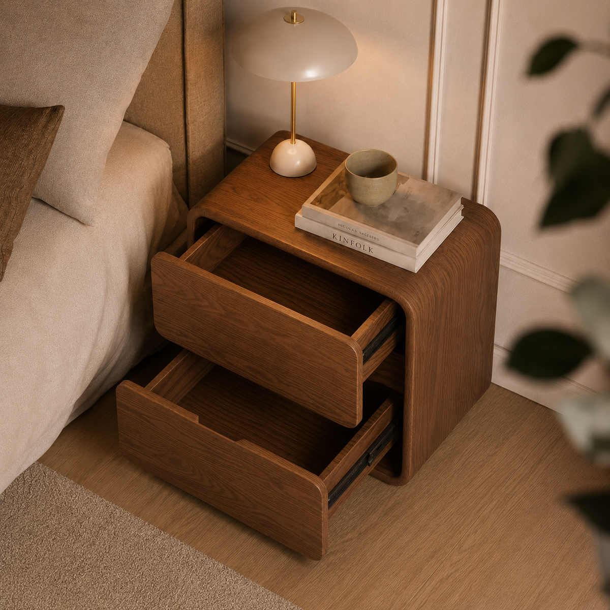 Galet | Table de chevet bois massif arrondie