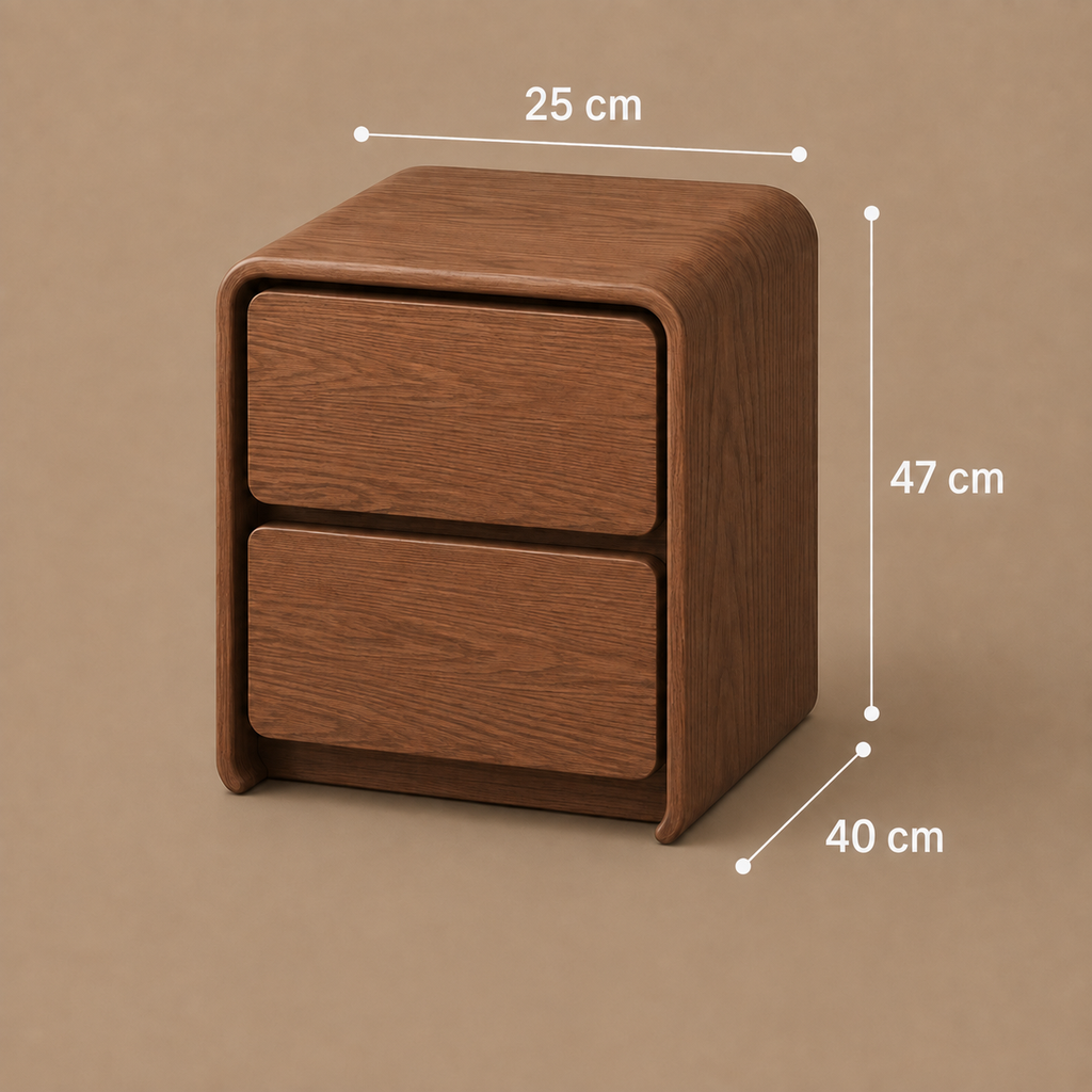 Galet | Table de chevet bois massif arrondie