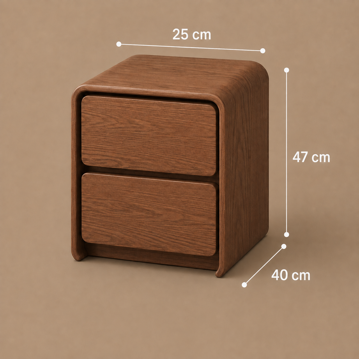 Galet | Table de chevet bois massif arrondie