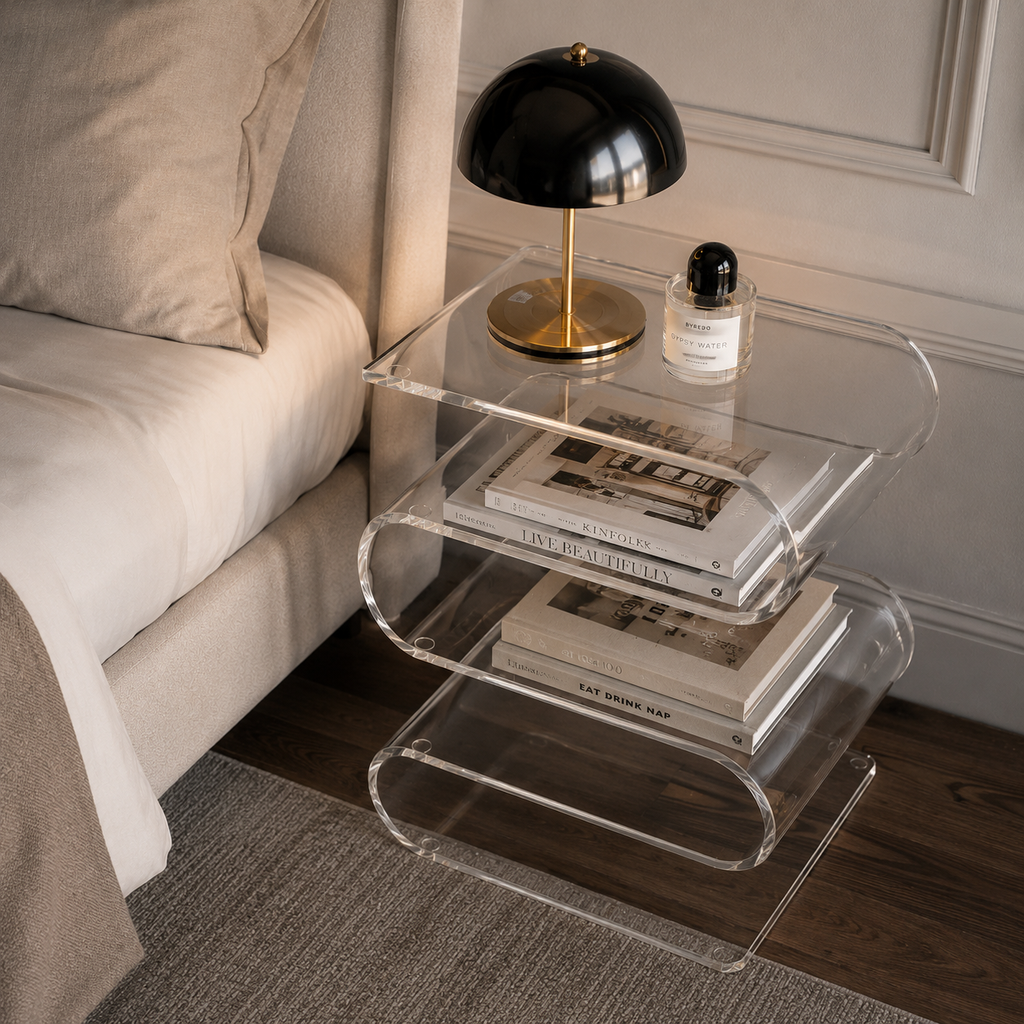 Onde | Table de chevet acrylique transparente