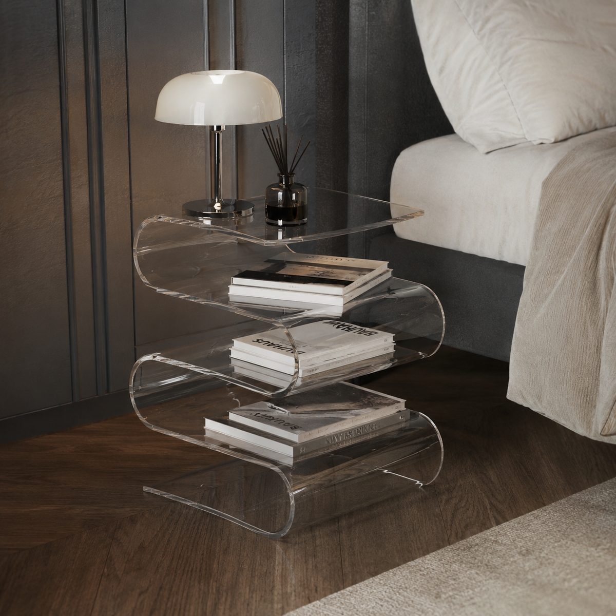 Onde | Table de chevet acrylique transparente