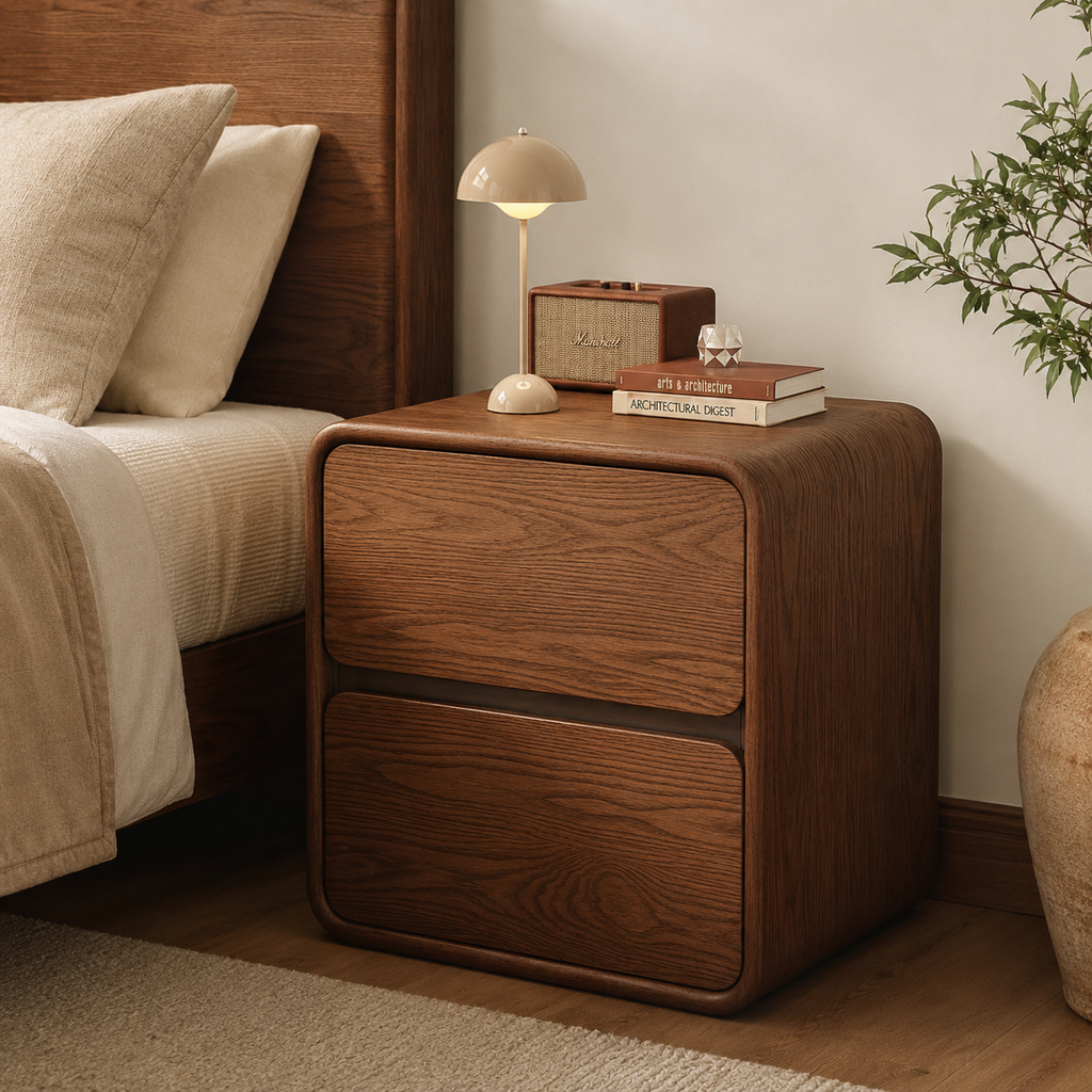 Galet | Table de chevet bois massif arrondie