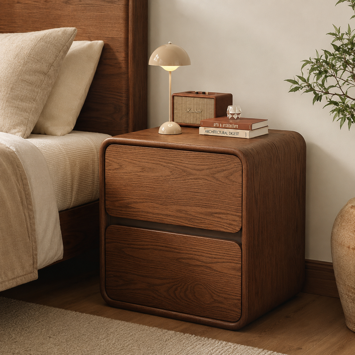 Galet | Table de chevet bois massif arrondie