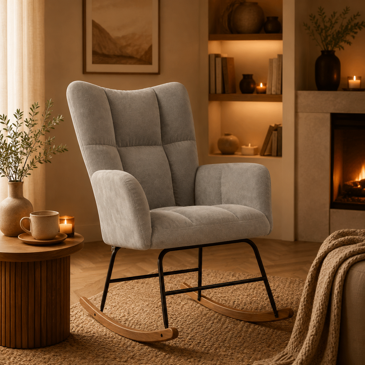Fauteuil à bascule velours