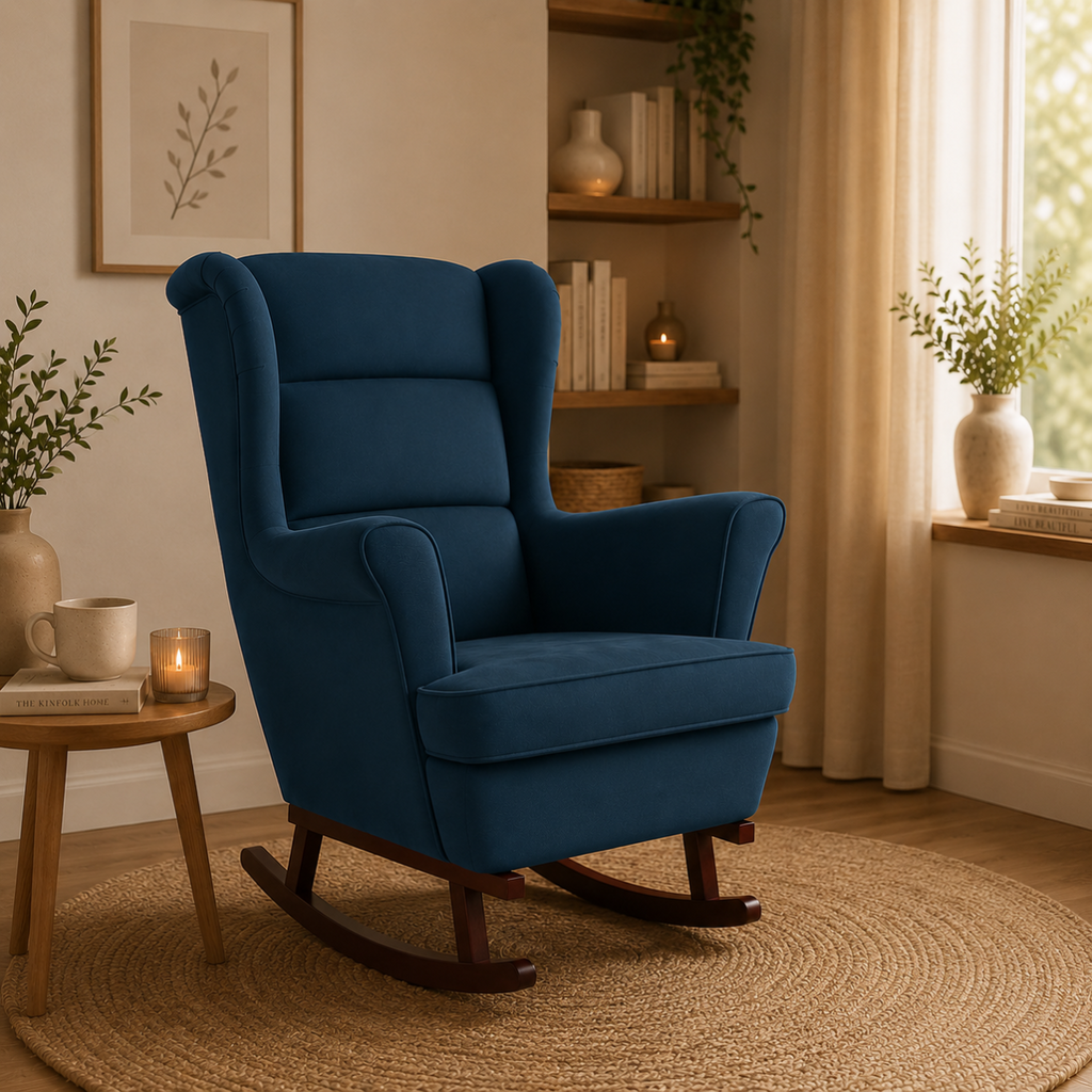 Fauteuil à bascule à oreilles velours