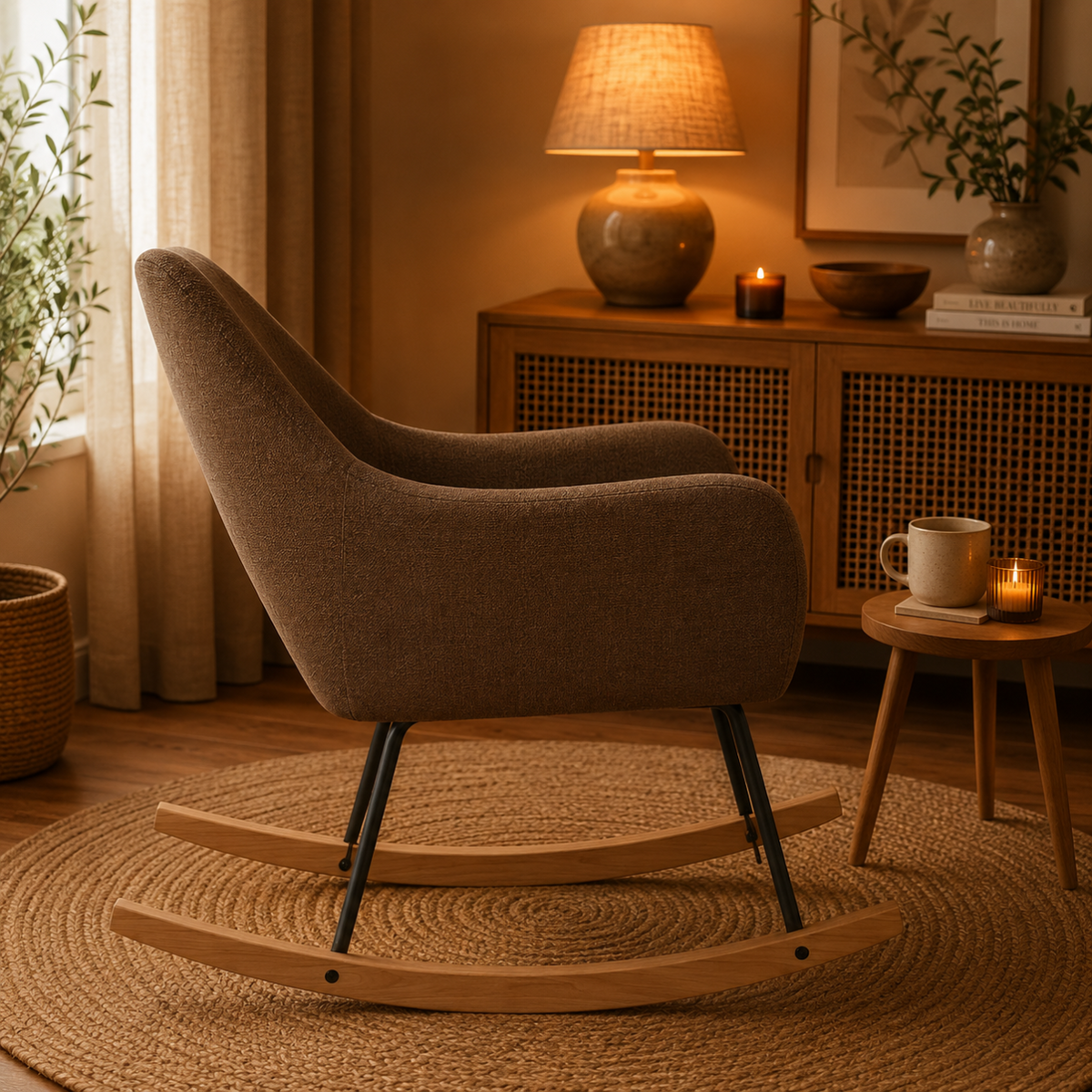 Chaise à bascule design tissu