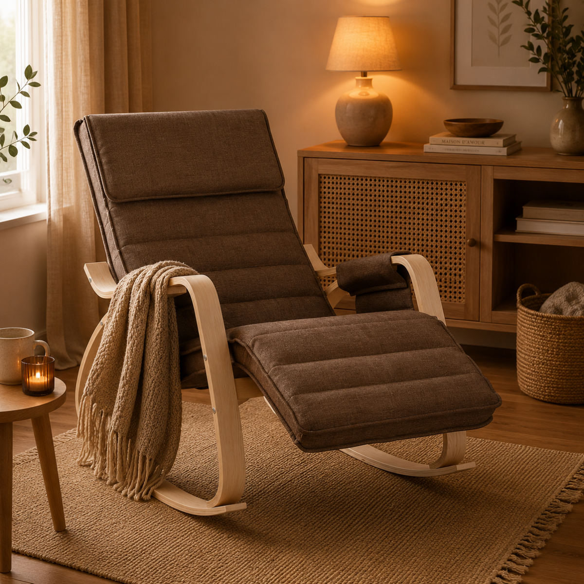 Fauteuil à bascule relaxant tissu