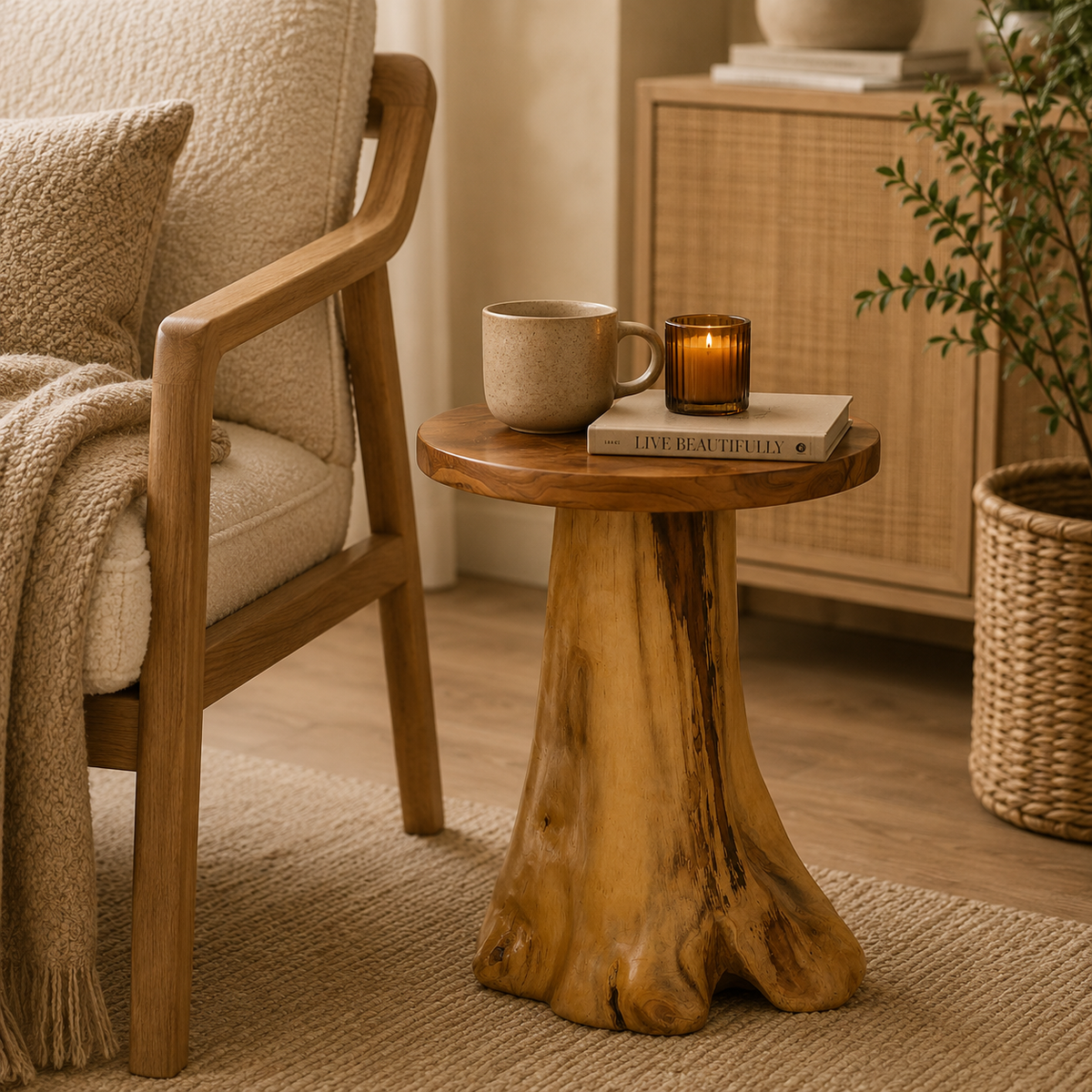 Table d'appoint bois teck