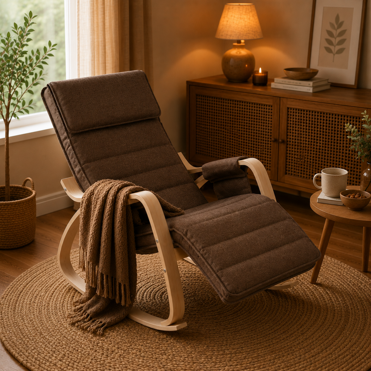 Fauteuil à bascule relaxant tissu