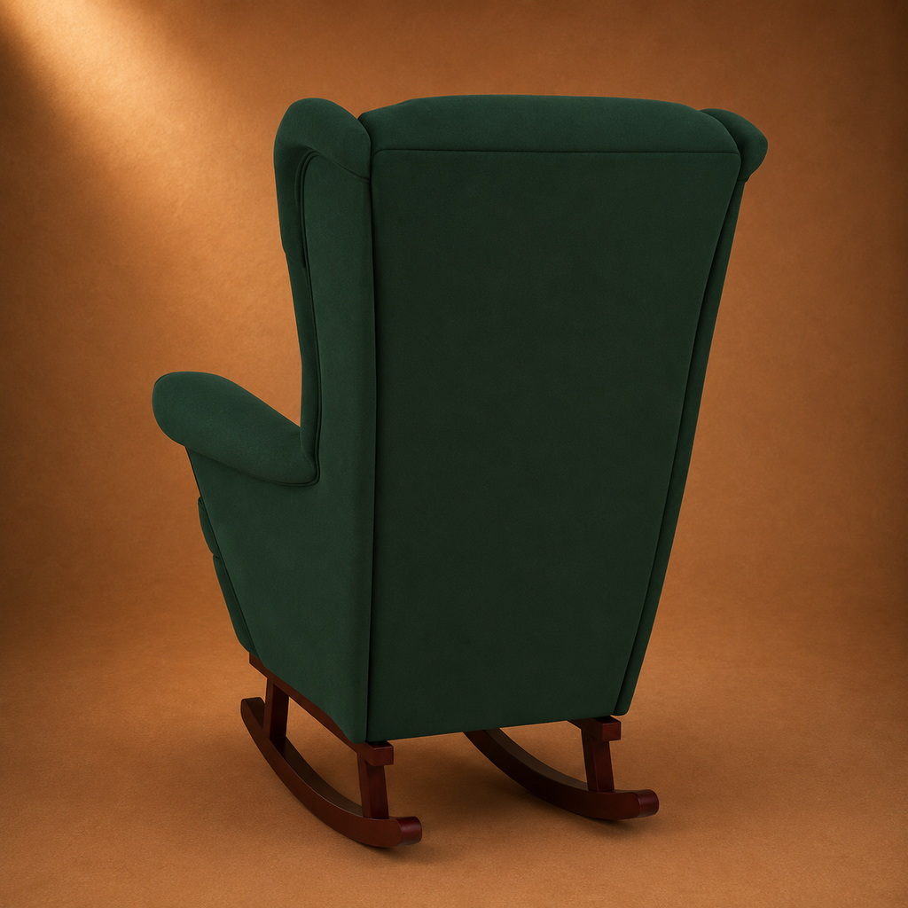 Refuge | Fauteuil à bascule velours avec repose-pieds