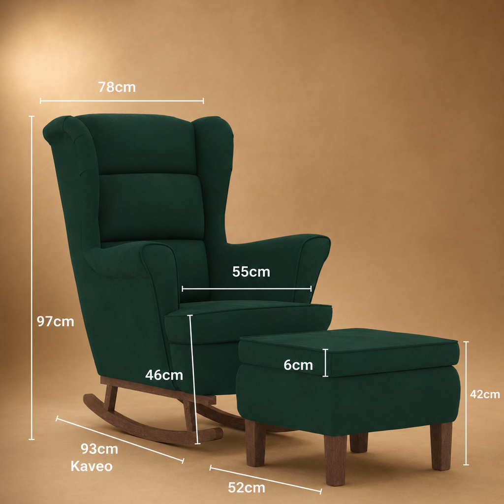 Refuge | Fauteuil à bascule velours avec repose-pieds
