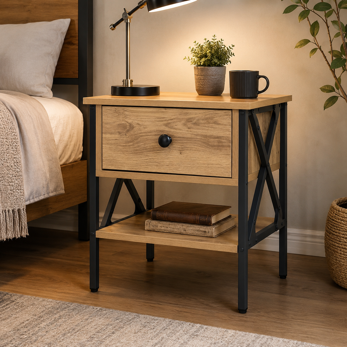 Rivet | Table de chevet industrielle