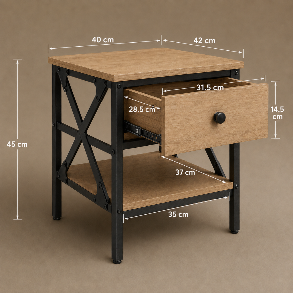 Rivet | Table de chevet industrielle