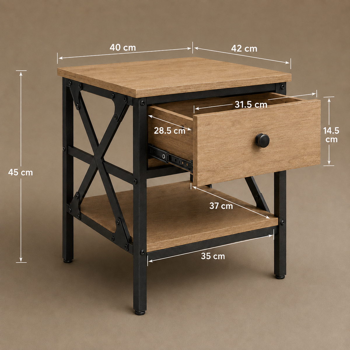 Rivet | Table de chevet industrielle