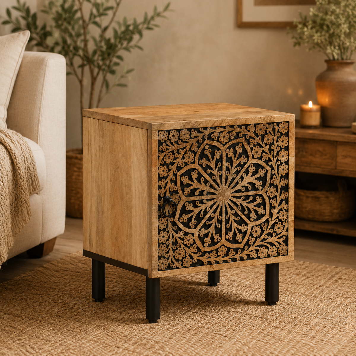 Bohème | Table de chevet sculptée