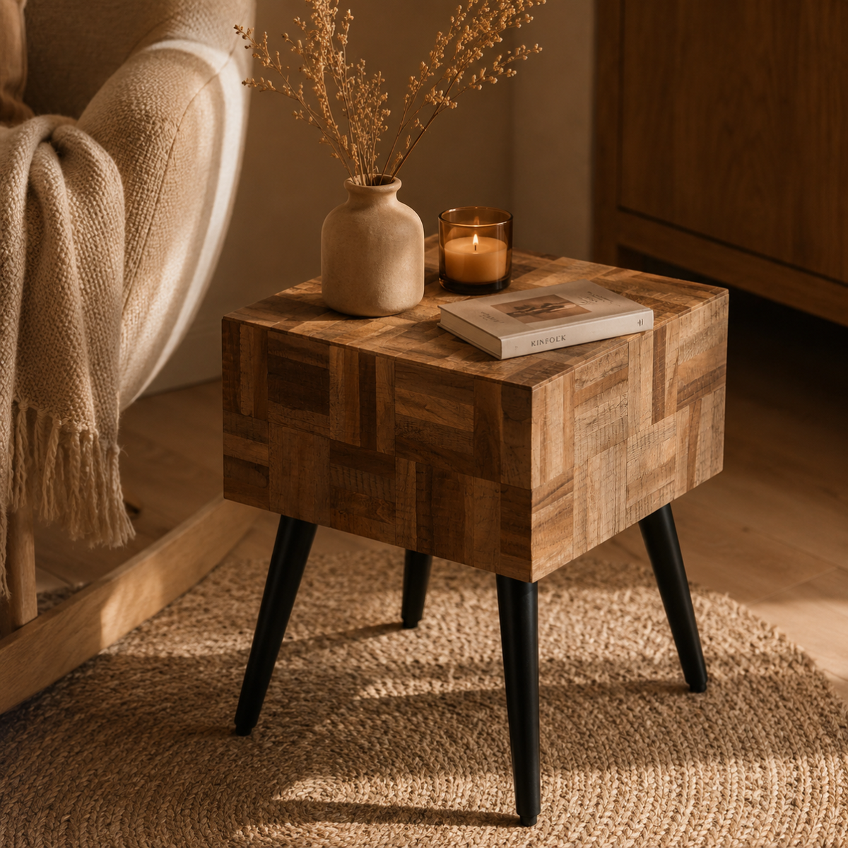 Table d'appoint bois teck massif