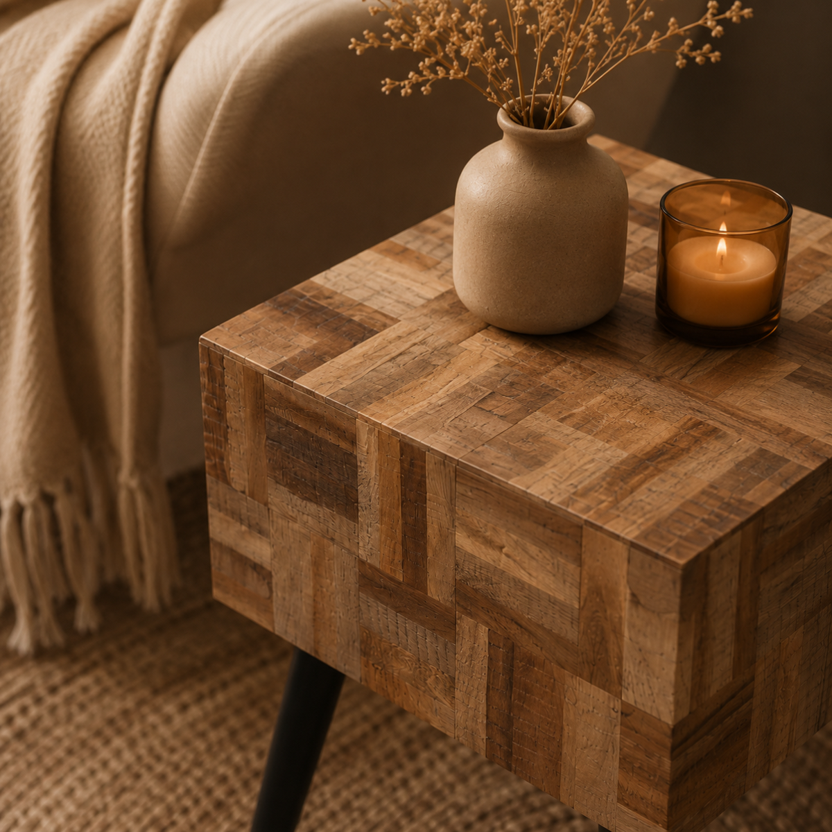 Table d'appoint bois teck massif