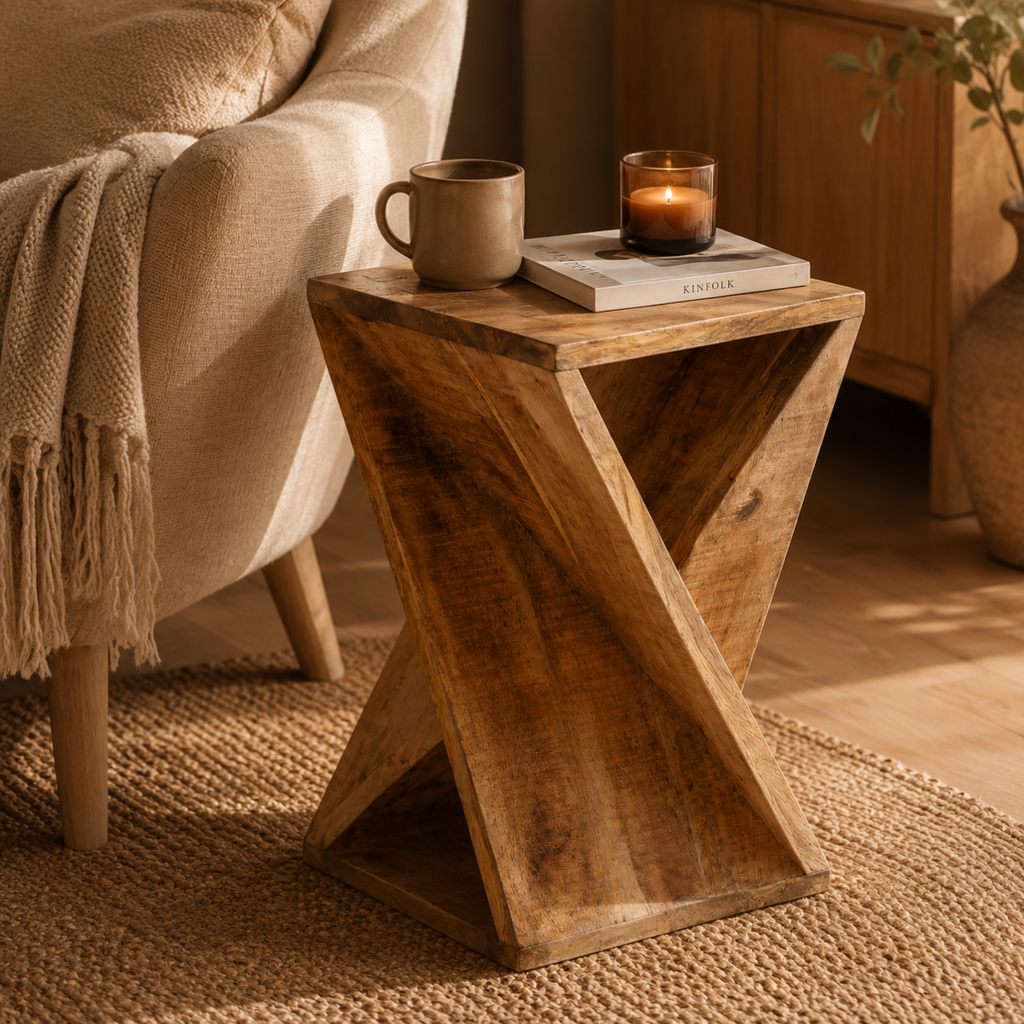 Table d'appoint design bois manguier