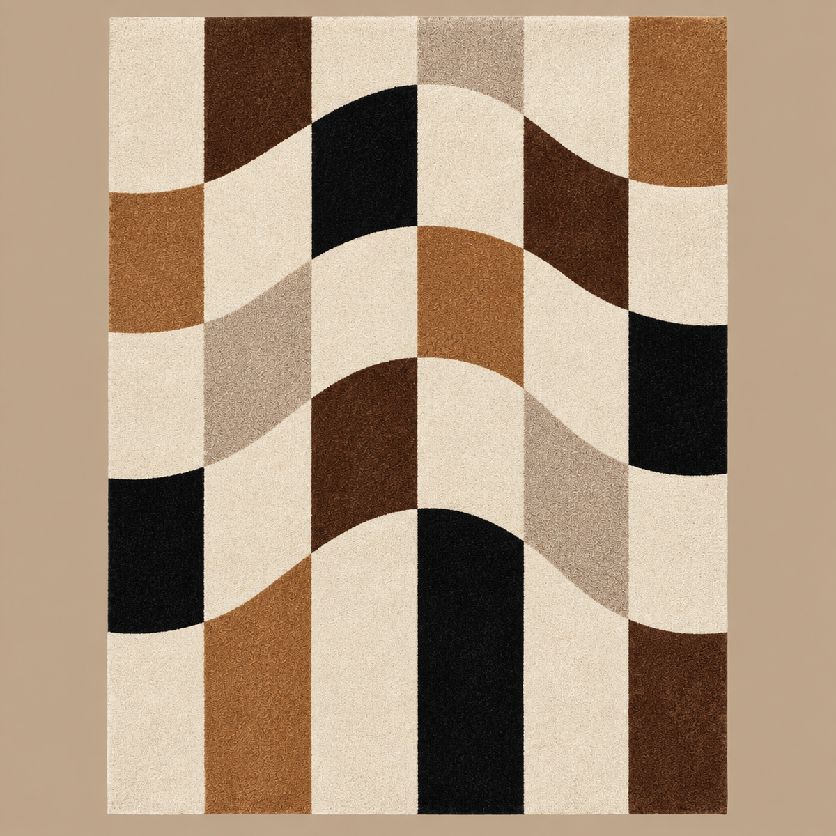Vague | Tapis damier marron et noir