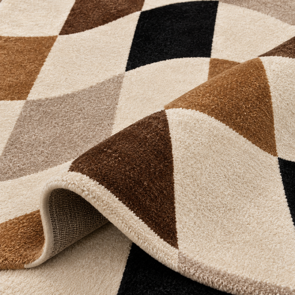 Vague | Tapis damier marron et noir