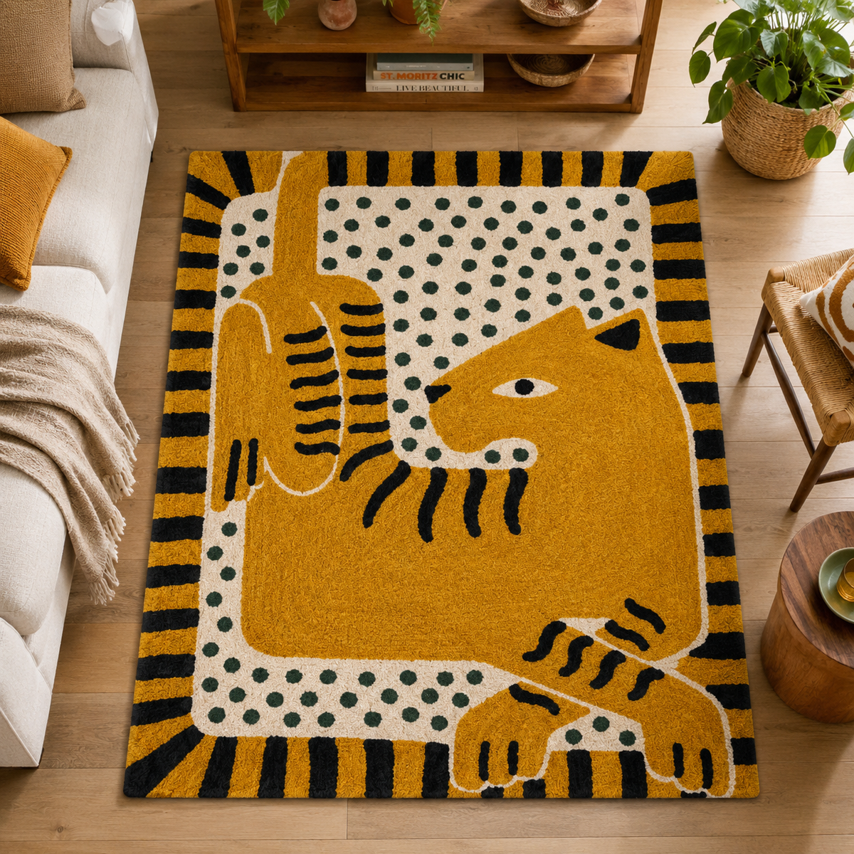 Félin | Tapis motif tigre graphique