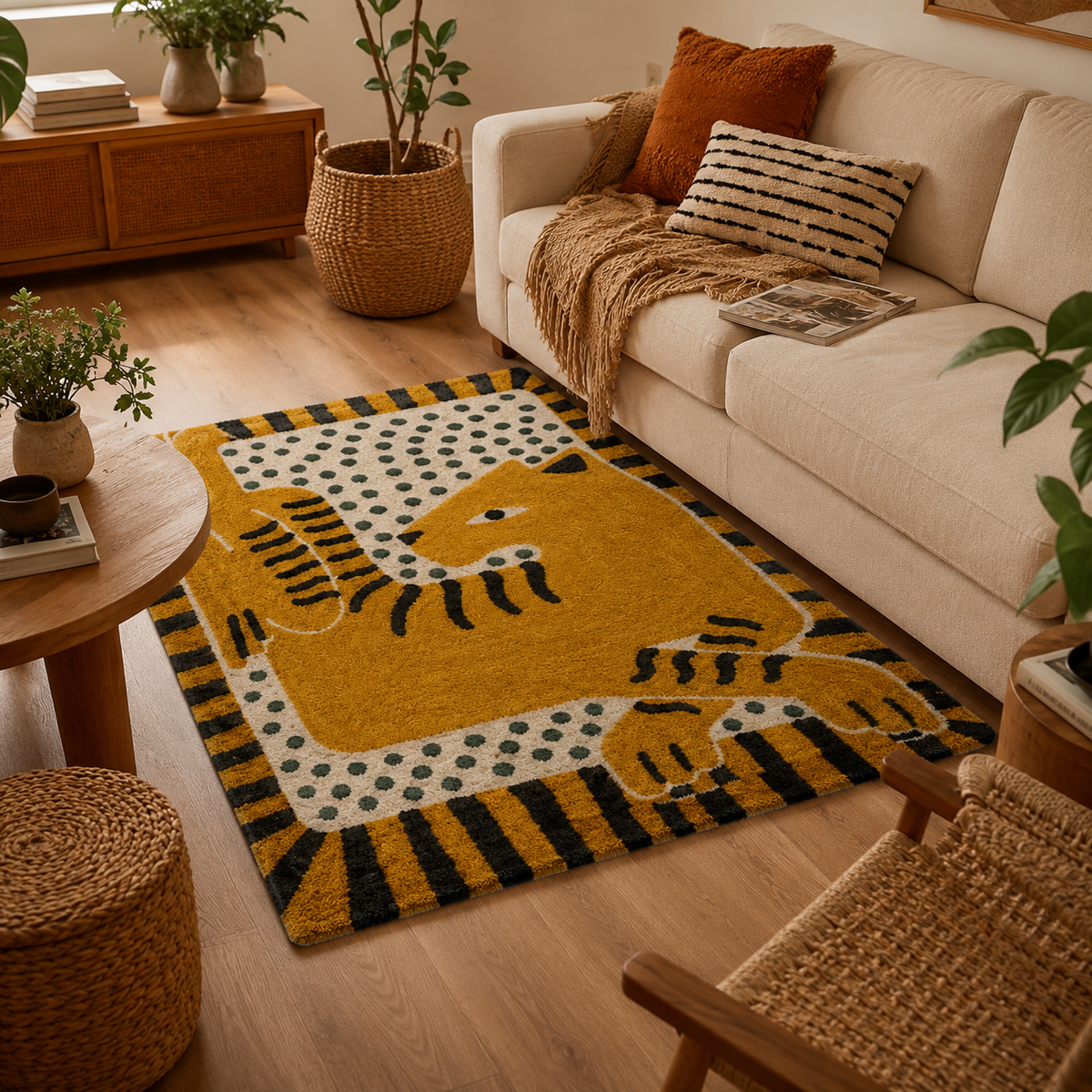 Félin | Tapis motif tigre graphique