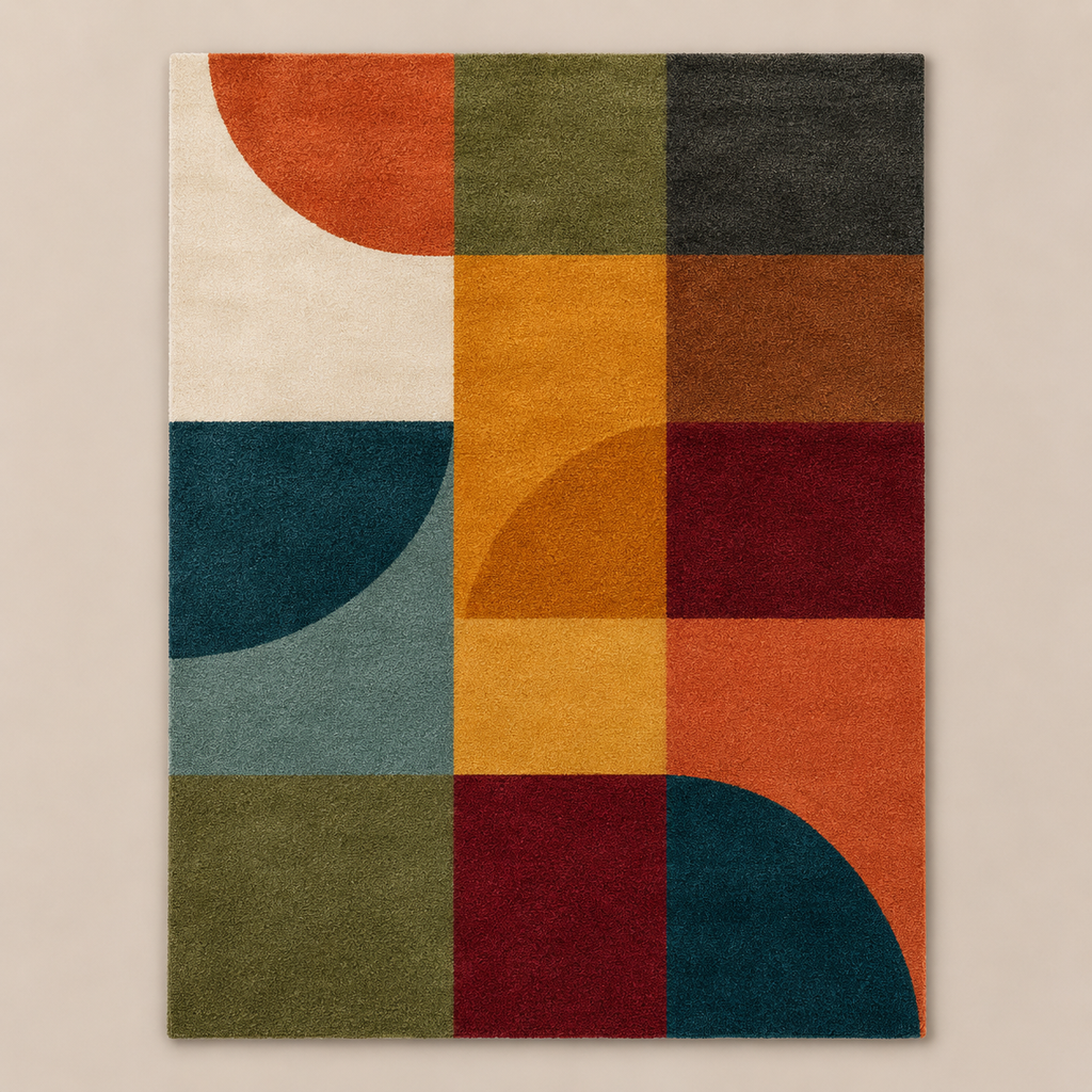 Blues | Tapis géométrique multicolore
