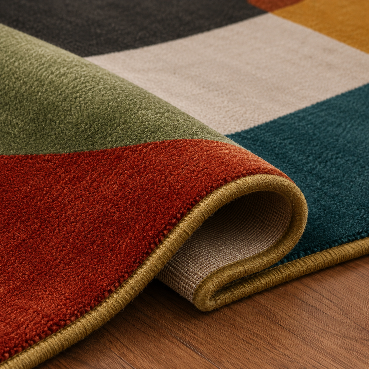 Blues | Tapis géométrique multicolore