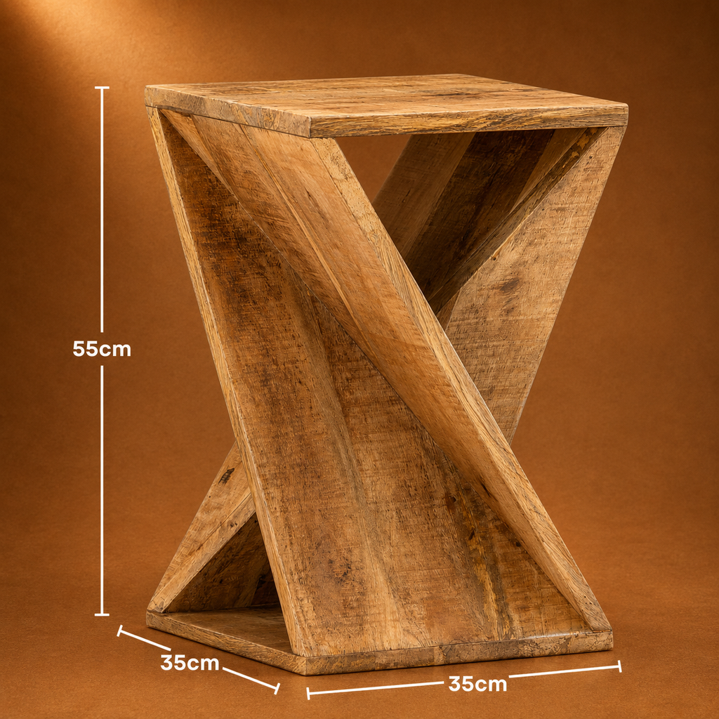 Teck & Co | Table d’appoint torsadée