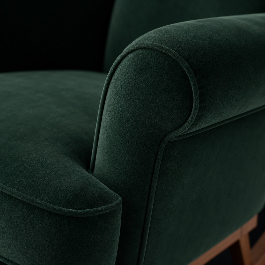 Refuge | Fauteuil à bascule velours avec repose-pieds